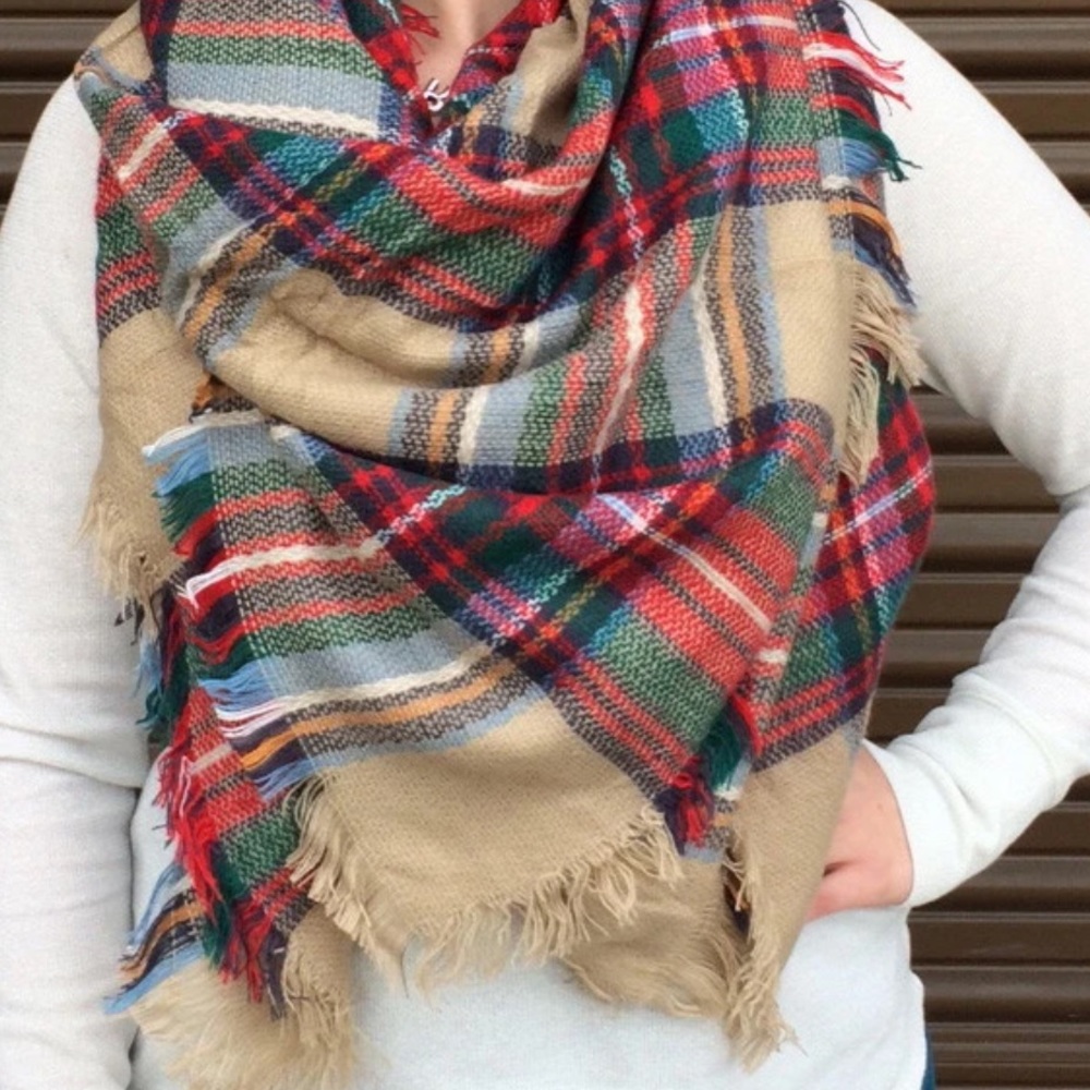 Plaid blanket scarf. Worn once